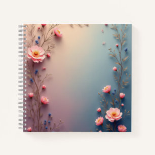 Sanfte Wasserfarben-Blumenecken Elegante Botanik Notizblock