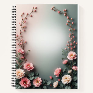 Sanfte Wasserfarben-Blumenecken Elegante Botanik Notizblock