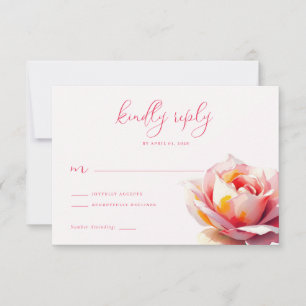 Sanfte Wasserfarbenrose in Korallenfarbe RSVP Karte
