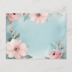 Sanfte Wasserfarbenwaschungen in blauer und rosa f Postkarte