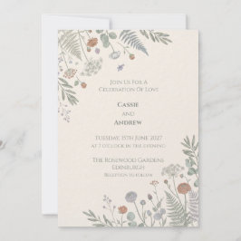 Sanfte Wiesen-Blumen-Hochzeitseinladung Einladung
