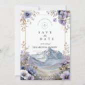 Sanfte Wildblumen-Berghochzeit Save The Date (Vorderseite)