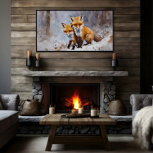 Sanfte Winterfüchse Druck | Samsung Frame TV Kunst