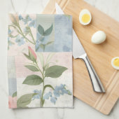 Sanfte zarte Blumen-Pink- und Blau-Patchwork Geschirrtuch (Viertel Falte)