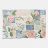 Sanfte zarte Blumen-Pink- und Blau-Patchwork Geschirrtuch (Horizontal)