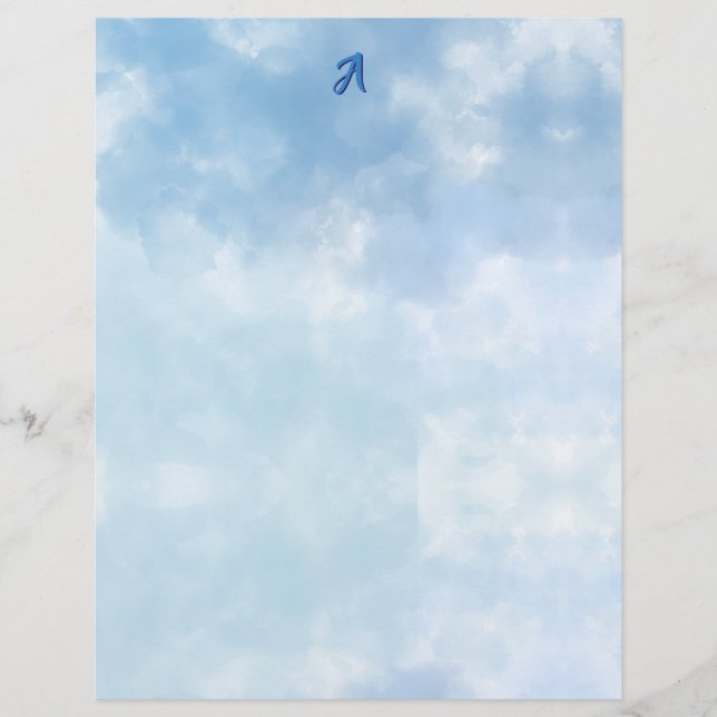 Sanfter blauer Himmel Wasserfarbe Wolke Briefbogen (Vorderseite)