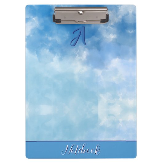 Sanfter blauer Himmel Wasserfarbe Wolke Klemmbrett (Vorderseite)