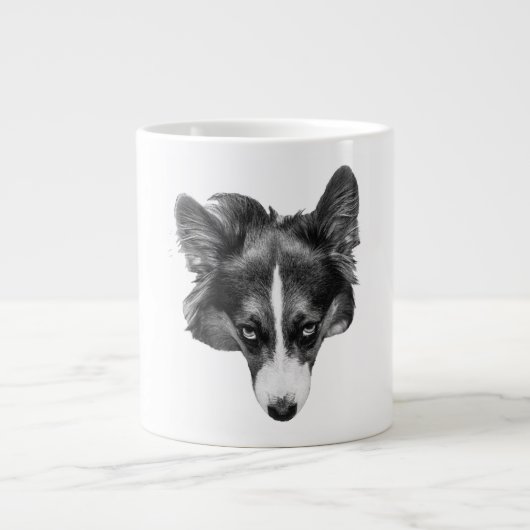 sanfter Blick Corgi ruhig Jumbo-Tasse (Vorderseite)
