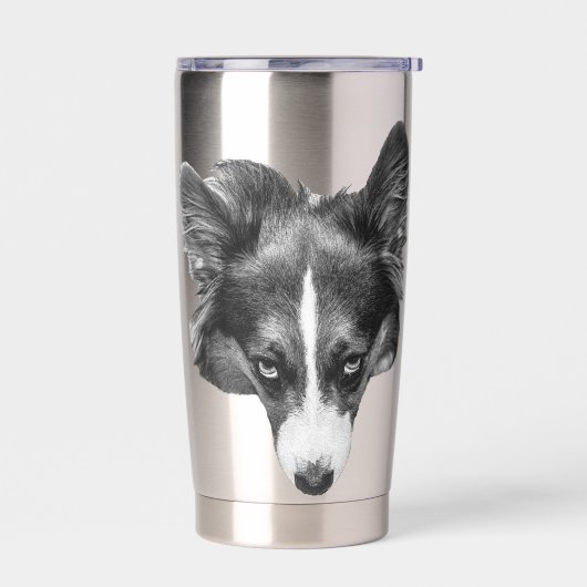 sanfter Blick Corgi ruhig Thermobecher (Links)