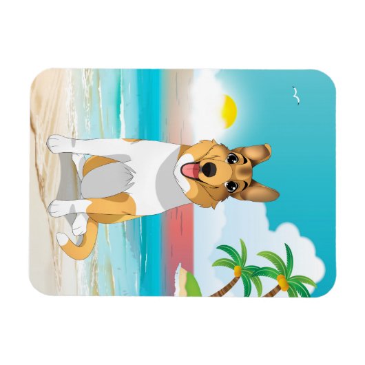 Sanfter Collie Dog am Strand Magnet (Horizontal)