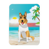 Sanfter Collie Dog am Strand Magnet (Vertikal)