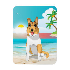 Sanfter Collie Dog am Strand Magnet