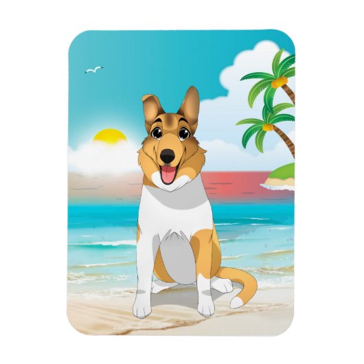 Sanfter Collie Dog am Strand Magnet (Vertikal)