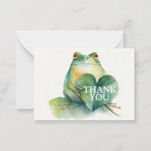 Sanfter Frosch mit herzförmigem Blatt Danke Mitteilungskarte