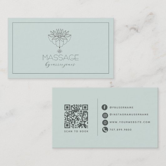 Sanfter grüner Lotus-Massagetherapeut Visitenkarte (Vorne/Hinten)