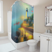 Sanfter Hafen und Leuchtturm Duschvorhang (Beispiel)