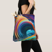 Sanfter heller Regenbogen-Wasserfall Tasche (Von Nahem)