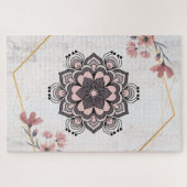 Sanfter Rangoli-Schimmer – Friedliches botanisches Puzzle (Horizontal)