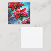 Sanfter Regen von roten und rosa Poinsettia-Blume Quadratische Visitenkarte (Vorne/Hinten)
