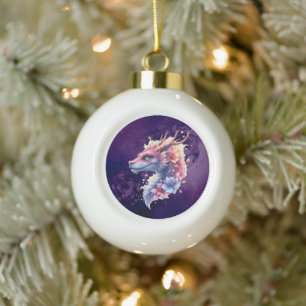 Sanfter Wächterdrache. Keramik Kugel-Ornament
