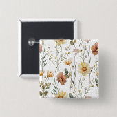 Sanftes Aquarell-Wildblumen-Botanical-Boho-Muster Button (Vorne & Hinten)