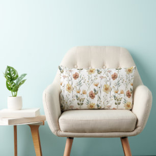 Sanftes Aquarell-Wildblumen-Botanical-Boho-Muster Lendenkissen