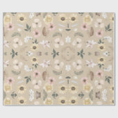 Sanftes Beige Aquarell Blumenmuster Geschenkpapier (Flach)