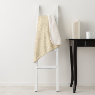 Sanftes Beige Blumenmuster Sherpadecke