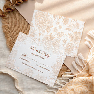 Sanftes Beige Botanisches RSVP-Antwortkarte Elegan RSVP Karte