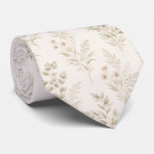 Sanftes Beige Zarte Botanik Krawatte (Gerollt)
