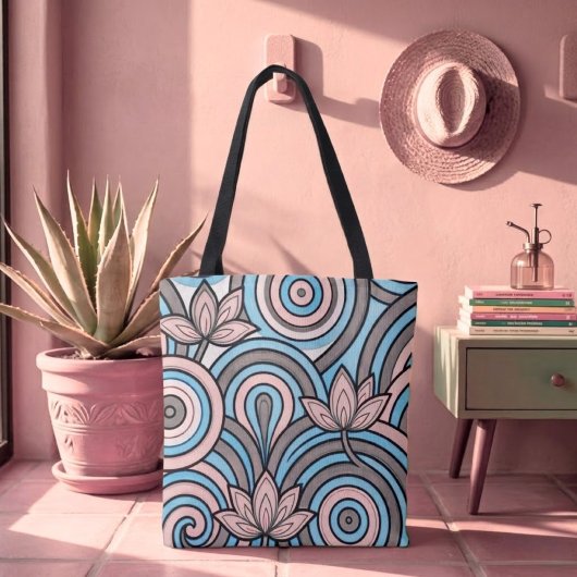 Sanftes Blau & Pink Nouveau Flow Tasche