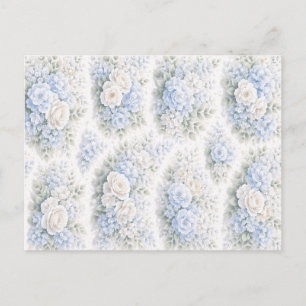Sanftes Blau-Weiß-Wasserfarben-Blumen-Elegant-Roma Feiertagspostkarte