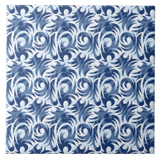 Sanftes blaues Blumenmuster Fliese (Vorderseite)