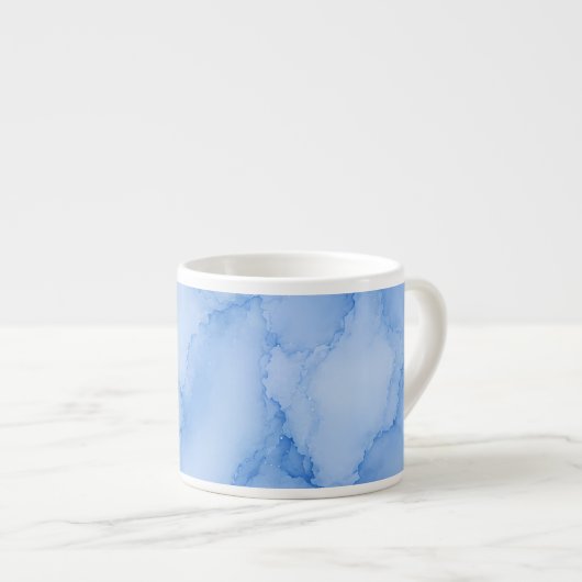 Sanftes blaues Wasserfarben-Abstrakt Espressotasse (Vorderseite Rechts)