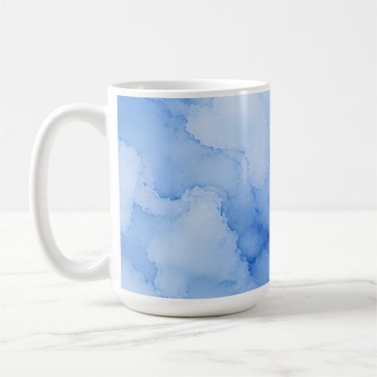 Sanftes blaues Wasserfarben-Abstrakt Kaffeetasse (Links)