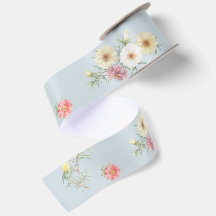 Sanftes Blaugrau Moosrosen-Wasserfarben-Blumenmust