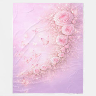 Sanftes Blumenmuster – Weiche rosa Rosen mit Sanft Fleecedecke