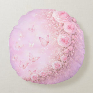 Sanftes Blumenmuster – weiche rosa Rosen mit Sanft Rundes Kissen