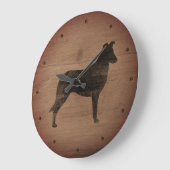 Sanftes Collie Silhouette Rustikaler Stil Große Wanduhr (Winkel)