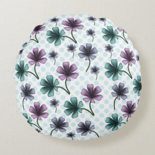Sanftes Cottagecore-Blumenmuster Pastell-Ästheti Rundes Kissen