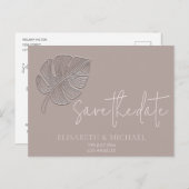 Sanftes, einfaches, geprägtes tropisches Blatt Ankündigungspostkarte (Vorne/Hinten)