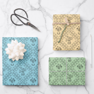 Sanftes farbenfrohes Frühlings-Blumen-Coquette-Mus Geschenkpapier Set