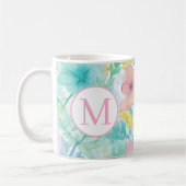 Sanftes Frühlingsblumen-Wasserfarben-Monogramm Kaffeetasse (Links)
