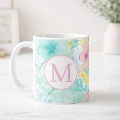 Sanftes Frühlingsblumen-Wasserfarben-Monogramm Kaffeetasse