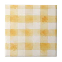 Sanftes Gelbes Aquarell-Karo-Blumenmuster