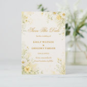 Sanftes Gelbes Floral Save The Date (Stehend Vorderseite)