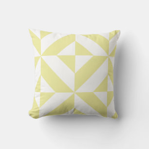 Sanftes Gelbes Geometrisches Art Deco Kissen