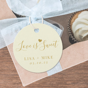 Sanftes Gelbes Liebe ist Süß Hochzeitsgeschenk Geschenkanhänger
