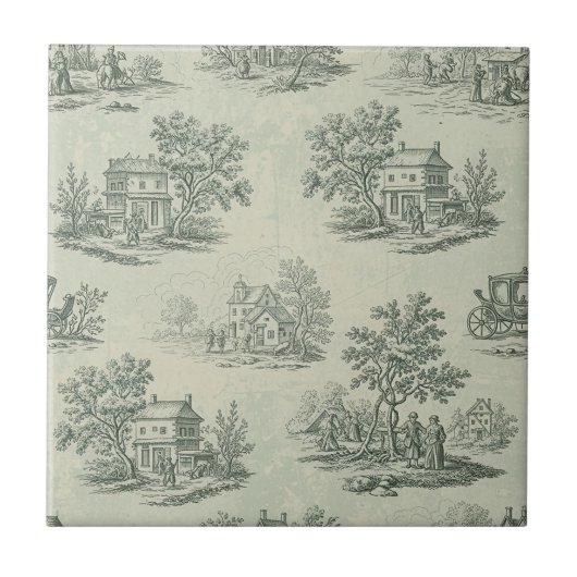 Sanftes Grau Rustikale Farm-Toile-Landschaft Fliese (Vorderseite)