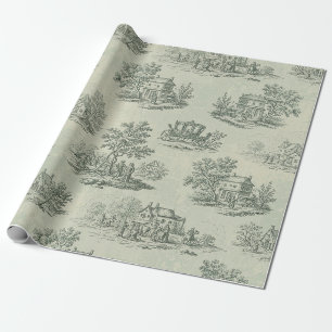 Sanftes Grau Rustikale Farm-Toile-Landschaft Geschenkpapier